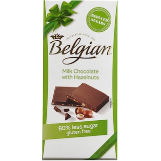 Belgian | Ciocolata cu lapte si alune cu indulcitor 100g