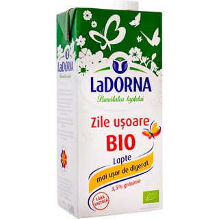 LaDORNA | Zile Usoare | Lapte bio fara lactoza 3.5% grasime 1L