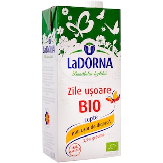 LaDORNA | Zile Usoare | Lapte bio fara lactoza 3.5% grasime 1L