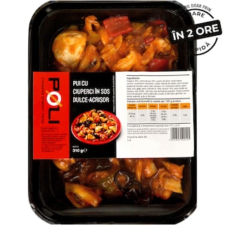 Poli | Pui cu ciuperci in sos dulce acrisor 310g