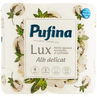 Pufina | Hartie igienica Lux, 4 role, 3 straturi