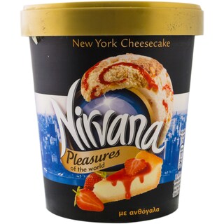 Nirvana | Inghetata cu aroma de placinta cu branza si inghetata cu aroma de biscuiti cu sirop capsuni 470ml