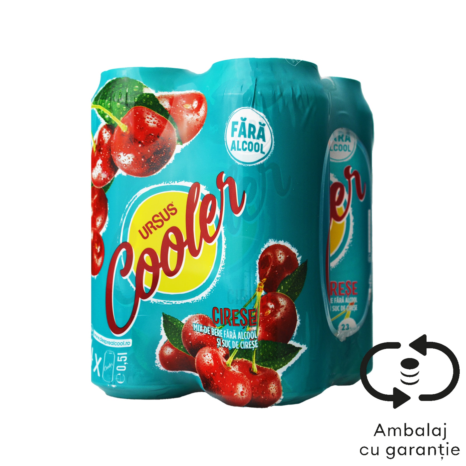 Ursus Cooler | Bere fara alcool cu suc de cirese 4x0.5L | Mega-image
