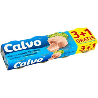 Calvo | Ton bucati in ulei de floarea-soarelui 4x80g