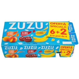 Zuzu | Pachet iaurturi cu piersici&caise/visine/banane 8x125g