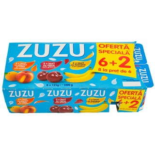 Zuzu | Pachet iaurturi cu piersici&caise/visine/banane 8x125g