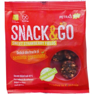 Petras Bio | Snack&Go cu capsuni si seminte germinate eco 40g