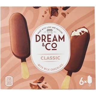 Dream&Co | Inghetata cu vanilie cu glazura de ciocolata 6x120ml