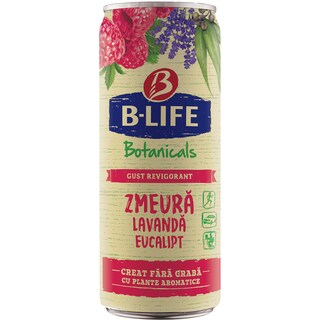B Life | Bautura racoritoare din amestec de zmeura, lavanda si eucalipt, fara alcool 0.33l