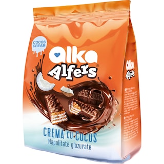 Alka | Alfers | Mini napolitane cu crema cocos, glazurate 180g