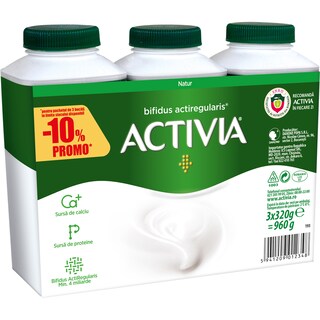 Activia | Iaurt de baut cu Bifidus ActiRegularis, 0.9% grasime 3x320g