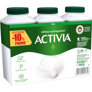Activia | Iaurt de baut cu Bifidus ActiRegularis, 0.9% grasime 3x320g