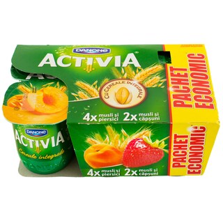 Activia | Pachet iaurturi cu piersici sau capsuni si musli 6 bucati 6x125g