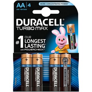 Duracell | Baterii Turbo Max AA LR6 MX1500 1.5V Alkaline 4 bucati
