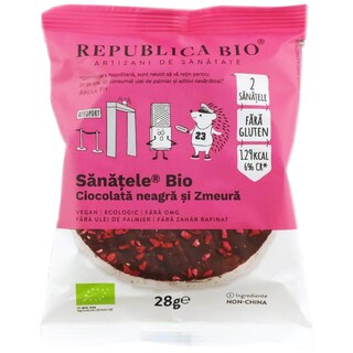Republica Bio | Sanatele bio cu ciocolata neagra si zmeura, eco, fara gluten 28g