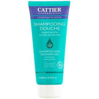 Cattier | Gel de dus si sampon bio sport cu argila alba si menta 200ml