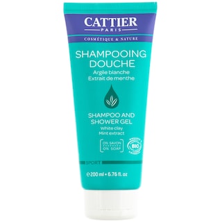 Cattier | Gel de dus si sampon bio sport cu argila alba si menta 200ml