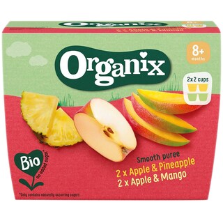 Organix | Duo piure ecologic de mar si ananas, mar si mango, 4x100g