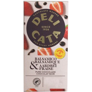 Delicata | Ciocolata neagra cu capsuni si otet balsamic 90g