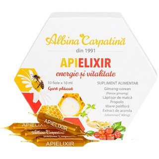 Albina Carpatina | Apielixir energie si vitalitate 10 fiole x 10ml