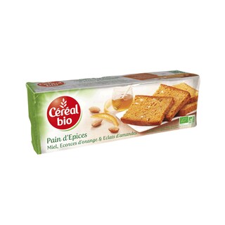 Cereal Bio | Turta dulce cu miere coji de portocale confiate si fulgi de migdale 300g