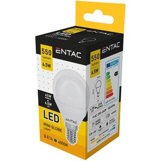Entac | Bec LED Mini Glob, E14 6.5W (45W) 4000K