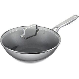 MasterChef | Tigaie adanca antiaderenta din otel inoxidabil cu capac de sticla, 28cm