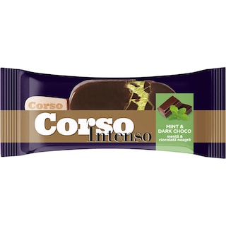 Corso | Intenso | Inghetata cu aroma de menta in glazura de ciocolata neagra 75g