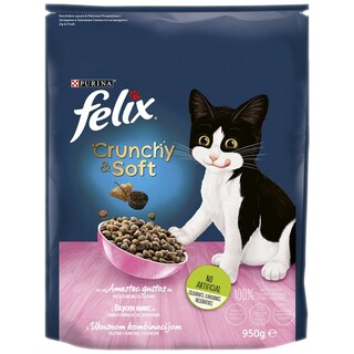 Felix | Crunchy&Soft | Hrana uscata pentru pisici Junior, cu pui si legume 950g