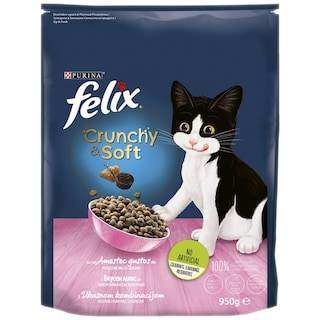 Felix | Crunchy&Soft | Hrana uscata pentru pisici Junior, cu pui si legume 950g