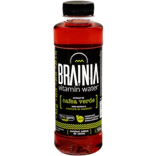 Brainia | Apa cu vitamine, extract de cafea verde, aroma de zmeura si capsuni 0.5L