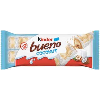 Kinder Bueno | Napolitana trasa in ciocolata alba cu nuca de cocos, crema de lapte si alune 39g