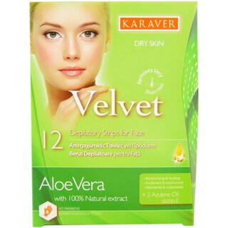 Karaver | Benzi depilatoare pentru fata cu aloe vera 12 bucati@ servetele