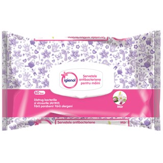 Igienol | Servetele antibacteriene pentru maini, Mar, 60 buc.