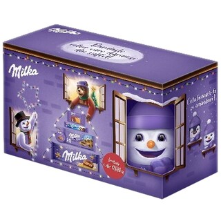 Milka | Pachet Mix de ciocolata cu o cutie metalica pentru fursecuri 499g