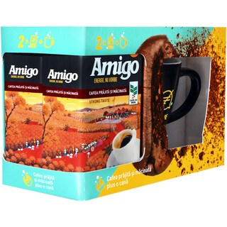 Amigo | Strong Taste | Pachet: cafea macinata si cana 2x250g