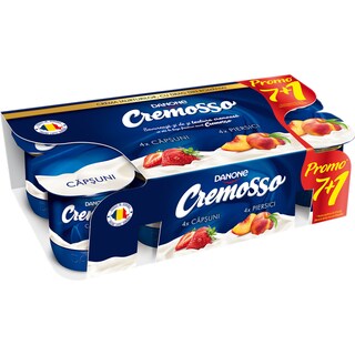 Cremosso | Iaurt cu capsuni si piersici 7+1x125g
