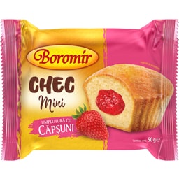 Mini chec cu umplutura cu capsuni 50g