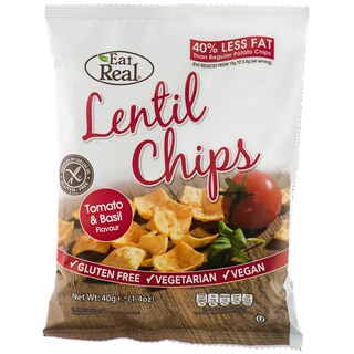 Eat Real | Hummus Chips din faina de linte cu aroma de rosii si busuioc 40g