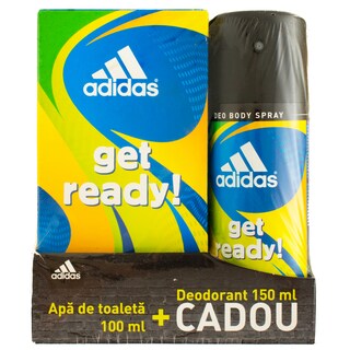 Adidas | Get Ready | Pachet cu Apa de toaleta + Deodorant Spray gratis 100ml+150ml