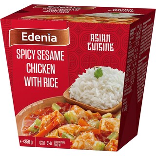 Edenia | Pui spicy cu susan si orez Jasmine 350g