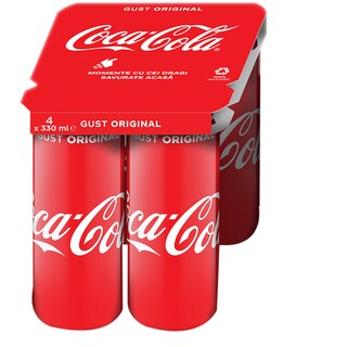 Coca-Cola Gust Original | Bautura racoritoare carbogazoasa doza 4x330ml
