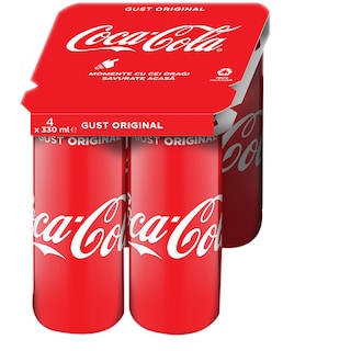 Coca-Cola Gust Original | Bautura racoritoare carbogazoasa doza 4x330ml