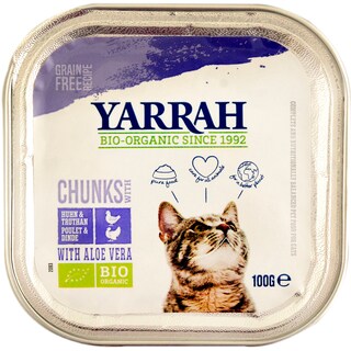 Yarrah | Hrana umeda pentru pisici adulte cu pui si curcan, bio 100g