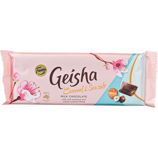 Geisha | Ciocolata cu lapte, crema cu alune si caramel sarat 100g