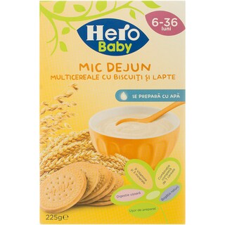 Hero Baby | Mic dejun multicereale cu biscuiti si lapte 225g