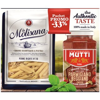 Mutti Molisana | Pachet Penne rigate No20 si sos de rosii Parmigiano Reggiano 500g+400g