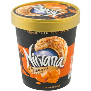 Nirvana | Inghetata cu aroma de vanilie cu lapte condensat cameralizat si inghetata cu aroma de biscuiti 470ml