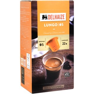 Delhaize | Cafea prajita si macinata 05 Lungo 22 capsule 110g