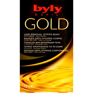 Byly | Benzi depilatoare pentru corp cu aur, 12 benzi